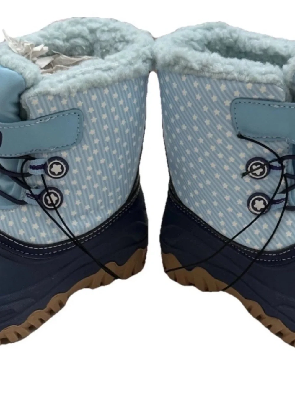 Light and dark Blue Kids' Insulated Winter Boots with white stars toddler size 8